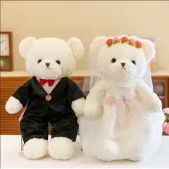 GENERICO - Pareja de Ositos de Peluche Novios- Regalo Ideal para Bodas y Celebraciones