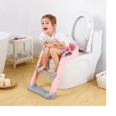 GENERICO - ESCALERA DE INODORO PLEGABLE PARA BEBE COLOR ROSADO