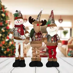 NOEL - PACK DE 3 MUÑECOS PATILARGAS - DECORACION NAVIDAD - 61CM ALTO X 17CM ANCHO SANTA DREAMS