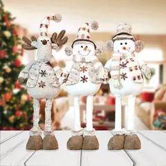 NOEL - PACK DE 3 MUÑECOS PATILARGAS - DECORACION NAVIDAD - 55CM ALTO X 18CM ANCHO WHITE CHRISTMAS