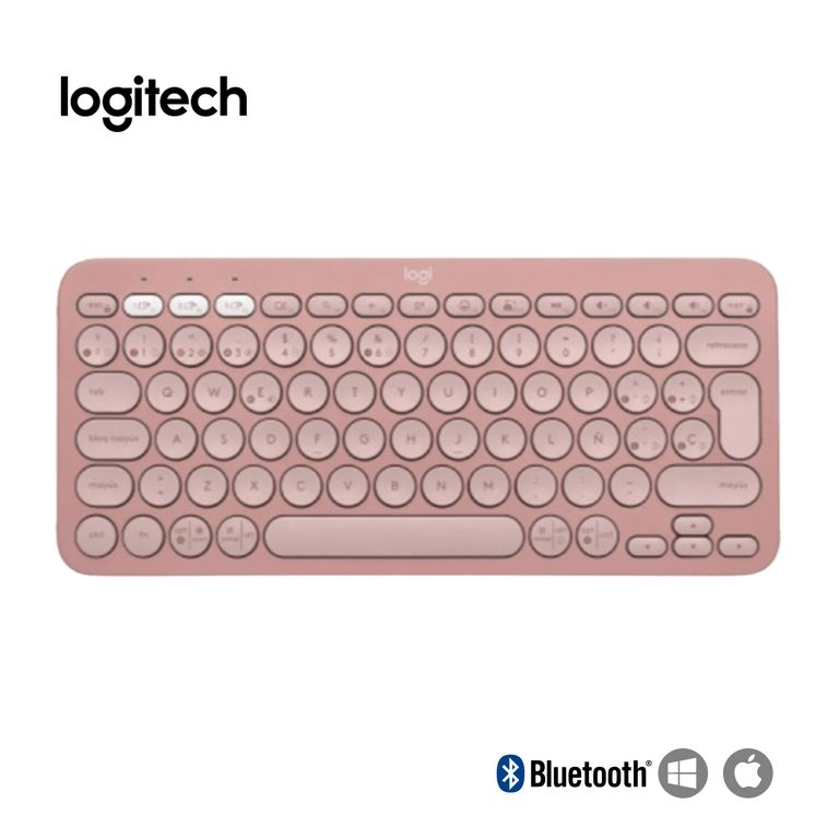 Teclado Bluetooth Multidispositivo Pebble Keys 2 K380s Rosado