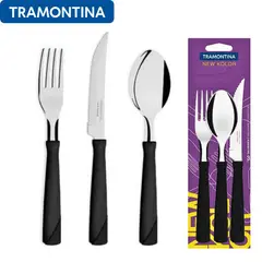 TRAMONTINA - Juego De Cubiertos 3 Piezas New Negro -