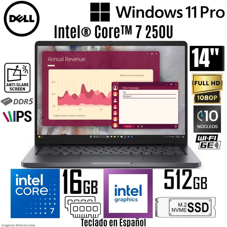 Laptop Pro 14 PC14250 Intel Core 7 250U 16GB 512GB SSD 14" FHD Win 11 Pro