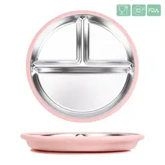 VERSATINO - Plato Evolutivo de Silicona y Acero Inoxidable -ROSA CHOCOLATE