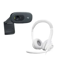 LOGITECH - Cámara C270 Hd Negro + Auriculares H390 Usb Blanco