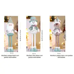 NOEL - PACK DE 3 MUÑECOS PATILARGAS - DECORACION NAVIDAD - 70CM ALTO X 20CM ANCHO FESTIVE FRIENDS