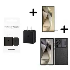 SAMSUNG - Adaptador 45W + Case Nillkin y Vidrio Para S25 Ultra