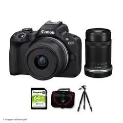 CANON - Cámara Mirrorless EOS R50 con Lente RF S 18-45mm y 55-210mm + Kit Deluxe