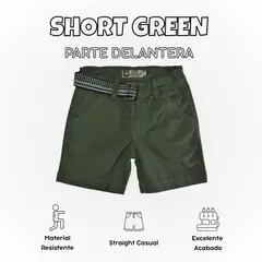 YONISTERS CLOTHING - Short Niño Casual Algodón Drill Tafeta Verde Yonister Clothing