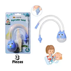 BABY - Aspirador Nasal para Bebés con Cepillo y Pinza BUHITO AZUL