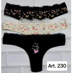 GENERICO - TRUZA COLALESS EN ALGODON LICRADO CON BORDE DE ENCAJE