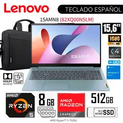 LENOVO - Laptop IdeaPad Slim 3 15AMN8 Ryzen 5 7520U 8GB RAM 512GB SSD 15.6" FHD WIN11 82XQ00LTLM