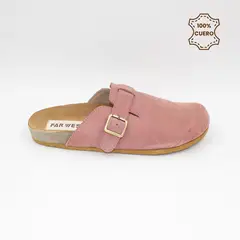 FAR WEST - Zueco - Sueco Mujer y Hombre Harper Rosado de Cuero