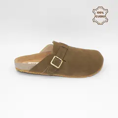 FAR WEST - Pantufla Sueco Mujer y Hombre Harper Color Verde de Cuero