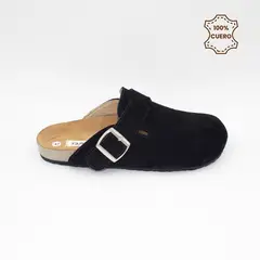 FAR WEST - Zueco - Sueco Mujer y Hombre Harper 20 Negro de Cuero