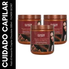 GENERICO - Pack x3 Mascarilla Capilar Chocolate 500ml - FLOWER SECRET