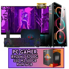 AMD - PC GAMER RGB RYZEN 7 5700G SSD M2 500GB RAM 16GB MONITOR FHD 24