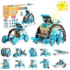 GENERICO - Robot Solar Educativo 12 en 1 Celeste Kit de Ciencia con 190 Piezas