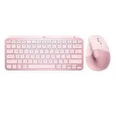 LOGITECH - Kit Teclado Y Mouse Mx Keys + Lift Vertical Rosado