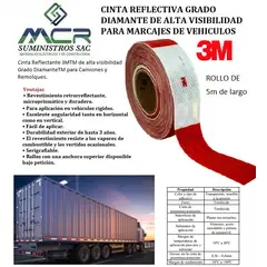 3M - CINTA REFLECTIVA CON LOGO DE 2″ o 5CM DE ANCHO X ROJO y BLANCO