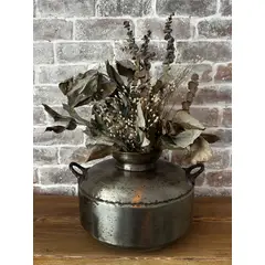 ANTIQUE DECCO - Jarrón - Florero Redondo Decorativo de Hierro – Vintage & Rústica - 22 cm x 34 cm