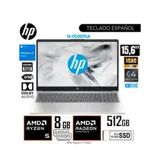 HP - Laptop 15-fc0071la 15.6" - FHD - Ryzen 5 7520U - 8GB - 512GB SSD - W11 Home