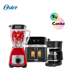 OSTER - TriCombo Licuadora BLSTKAGRRD + Freidora y Cafetera 12 (Tazas)