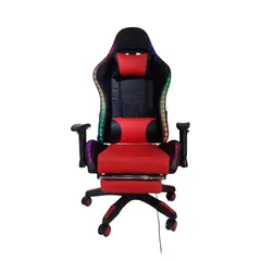 TEMEL - Silla Gamer Rojo Reclina 180° Reposapiés y Luces RGB