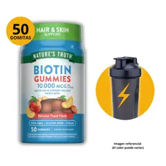 Nature'S Truth - BIOTINA 10.000 MCG - 50 GOMITAS SIN AZUCAR SABOR DURAZNO + SHAKER