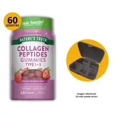 NATURE'S TRUTH - PEPTIDO DE COLAGENO SABOR FRESA 60 GOMITAS + PASTILLERO