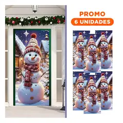 GENERICO - Pack6 Cubierta Puerta con Muneco de Nieve Blanco para Celebraciones Navidenas