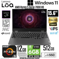 LENOVO - Laptop LOQ 15ARP9 AMD Ryzen 5 7235HS 12GB RAM 512GB SSD RTX 3050-6GB 15.6" FHD 144Hz