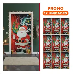 GENERICO - Pack12 Fundas Navideñas Decorativas con Figura de Santa para Entrada Rojo