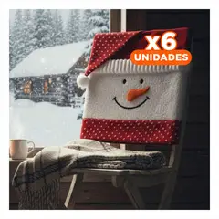 GENERICO - Pack6 Cubierta Navideña de Silla Roja con Diseño de Nieve Y+Regalo Sticker