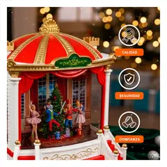 GENERICO - Diorama Escenario Teatro con Ballet y Cascanuez para Decoracion Navideña Rojo