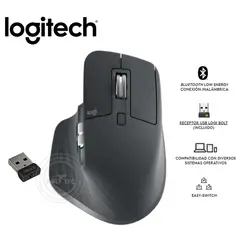 LOGITECH - MOUSE MX MASTER 3S WIRELESSBLUETOOTH 8K USB-C GRAPHITE