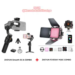 ZHIYUN - Gimbal Estabilizador - Smooth 5S iA COMBO para SmartPhone + LUZ LED FIVERAY M20C COMBO