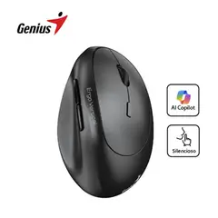 GENIUS - Mouse Ergo 8350S AI Copilot Dual WirelessBT Vertical Silent Dark Grey