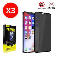 SHIELD - Pack x3 Mica Protector de Pantalla de Vidrio Templado Antiespía para Motorola Moto G7 Power