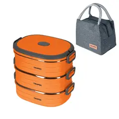 TRUPER - Lonchera térmica con 3 contenedores de acero inoxidable,