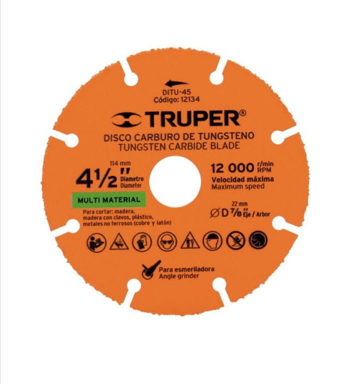 Disco de corte 4-12 multimaterial de carburo de tungsteno