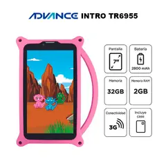 ADVANCE - Tablet Intro TR6955, 7" IPS 1024x600, Android 11 Go, 3G, Dual SIM, 32Gb, Ram 2Gb - Rosado