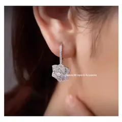 LA TIENDA 88 JOYAS Y ACCESORIOS - La Tienda 88 - Aretes Pendientes De Fiesta Mujer Rosa de Cristal - Blanco