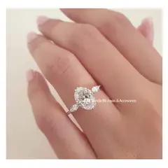 LA TIENDA 88 JOYAS Y ACCESORIOS - La Tienda 88 - Anillo De Compromiso Mujer Deluxe Bañado en Oro de 18k - Blanco