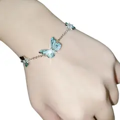 GENERICO - Juego de collar y pulsera de mariposas azules brillantes 2 piezas