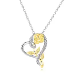 LA TIENDA 88 JOYAS Y ACCESORIOS - La Tienda 88 - Collar Mujer Rosa Bañado en Oro de 18k - Amarillo