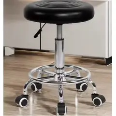 GENERICO - SILLA GIRATORIO MULTIPROPÓSITO CON ESPALDAR Y BASE DE ACERO INOXIDABLE NEGRO