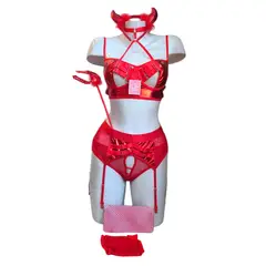 GENERICO - DISFRAZ DE DIABLITA LENCERIA SEXY DIABLA PORTALIGAS