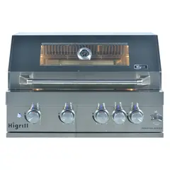 HIGRILL - Parrilla A Gas Empotrable 5 Quemadores con Rostizador Acero Inoxidable