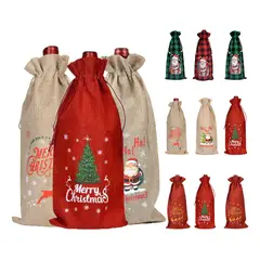 EVERSO - Bolsas De Regalos Navidad Para Botellas De Vino 12 Unidades 6 Rojo Y 6 Marrón